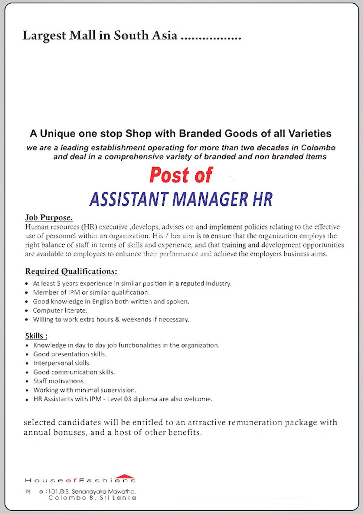 Assistant Manager HR