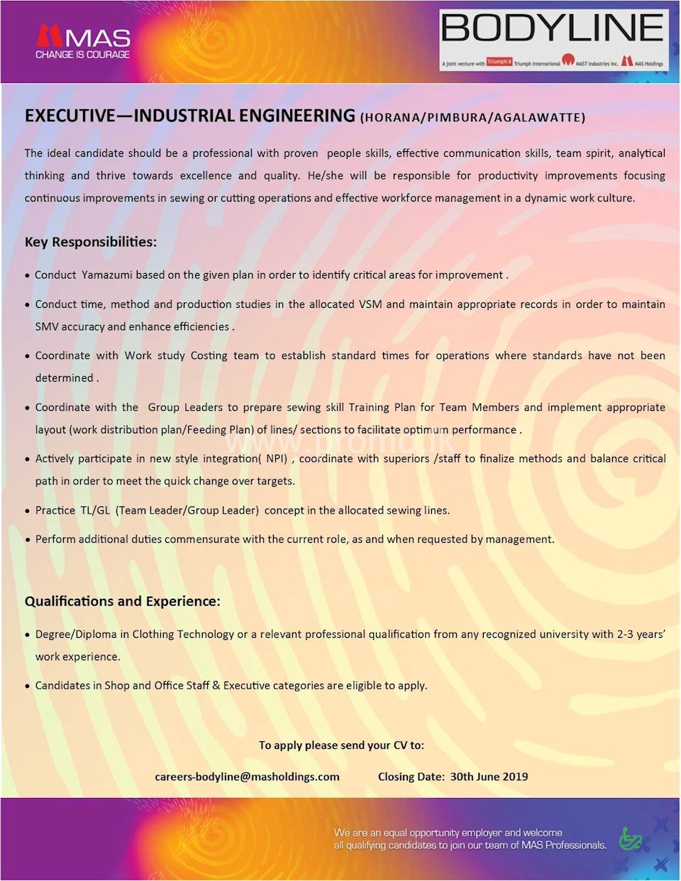 Executive - Industrial Engineering (Horana/Pimbura/Agalawatte)