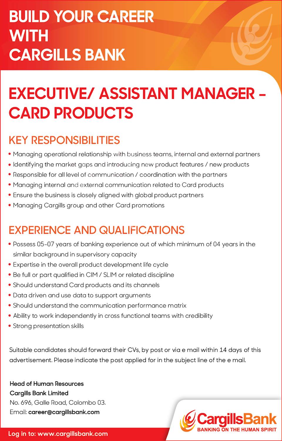 Executive / Assistant Manager - Card Products 