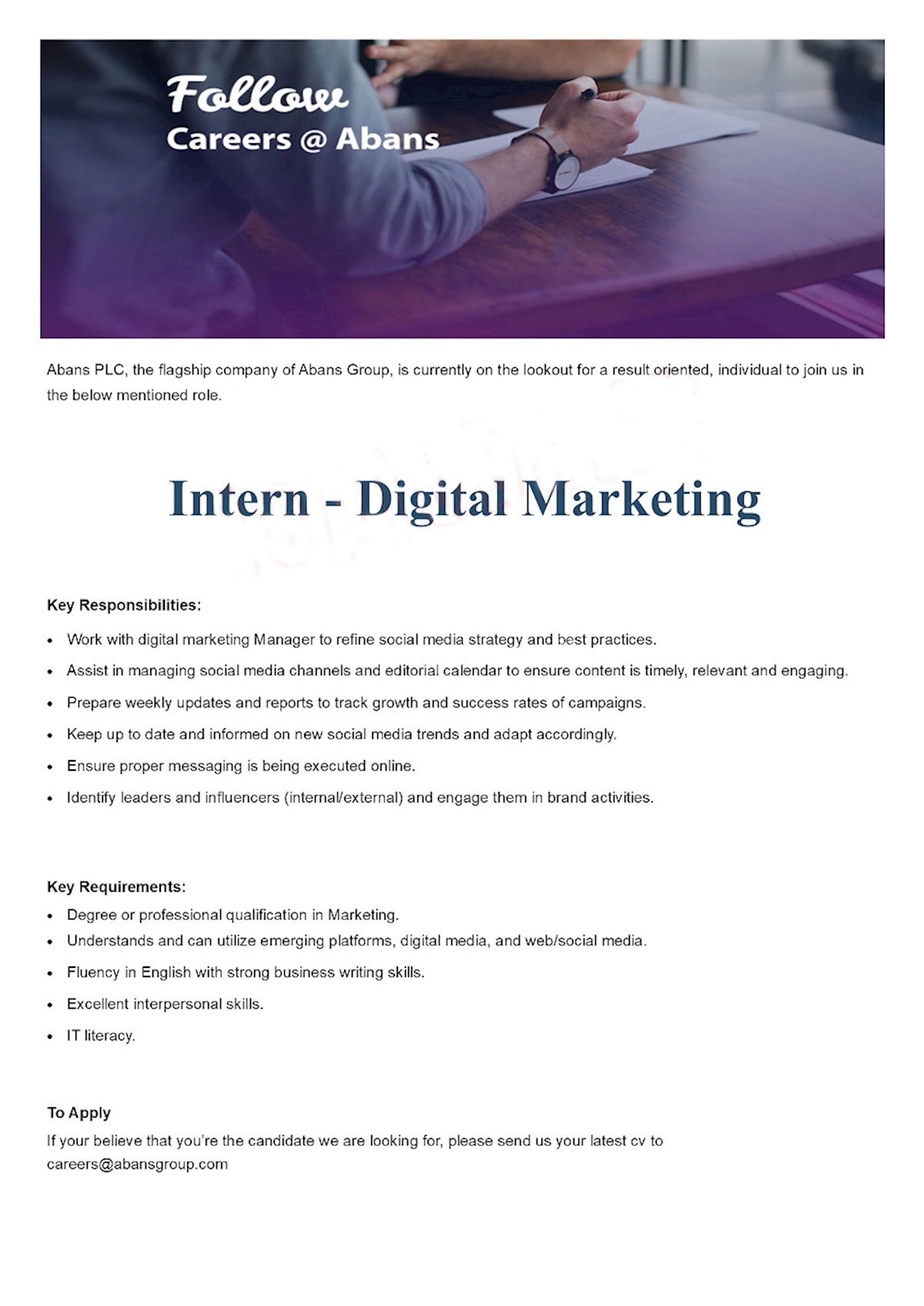 Intern - Digital Marketing 