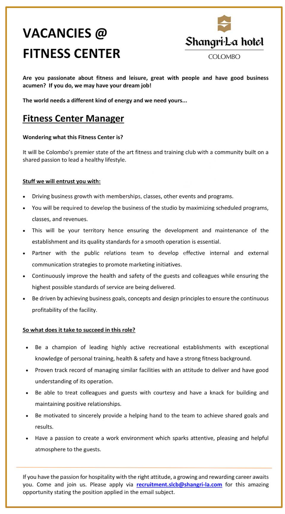 Fitness Center Manager