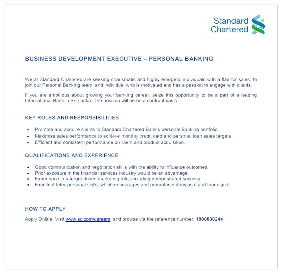 Business Development Executive - Personal Banking