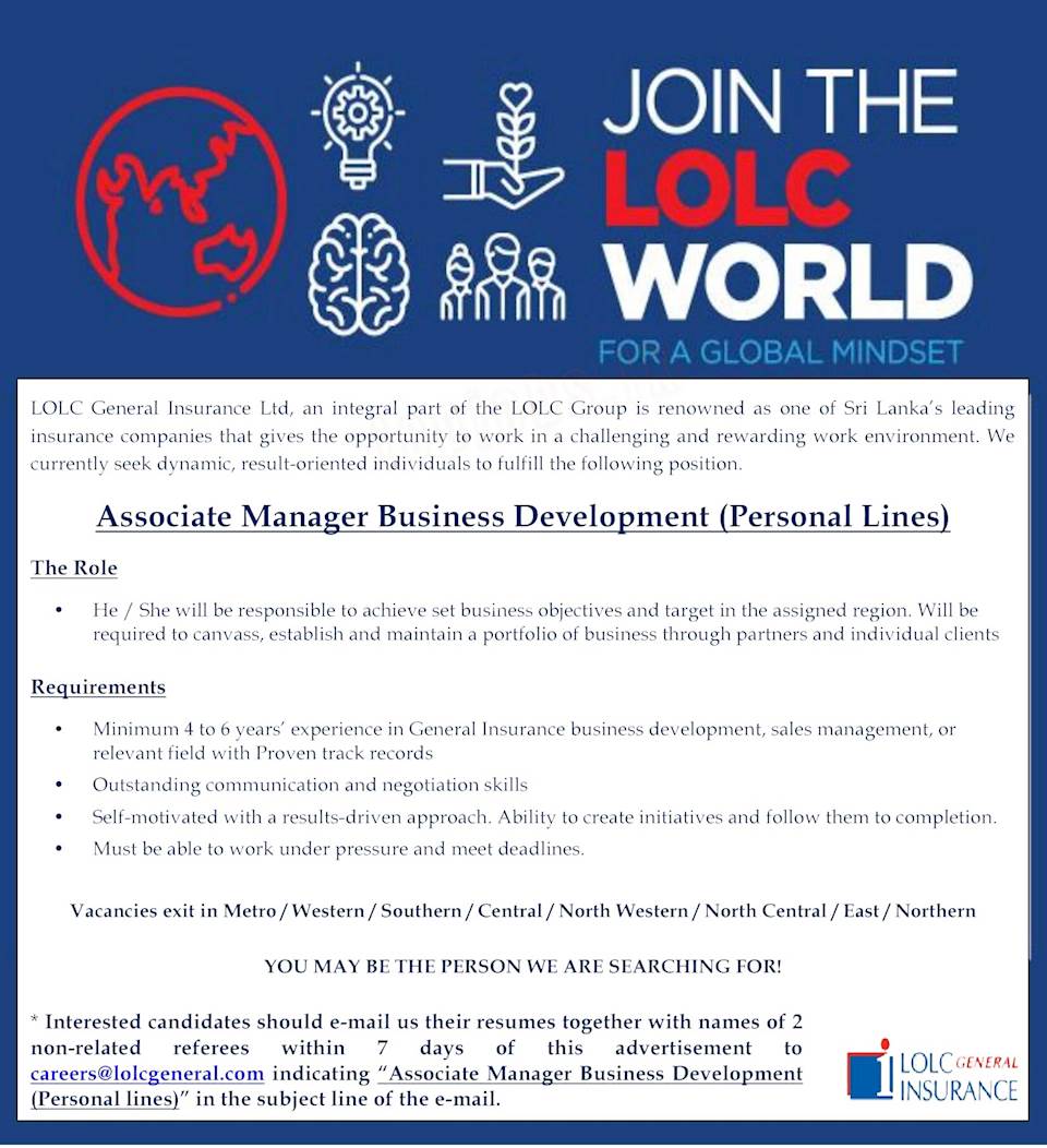 Associate Manager Business Development (Personal Lines)