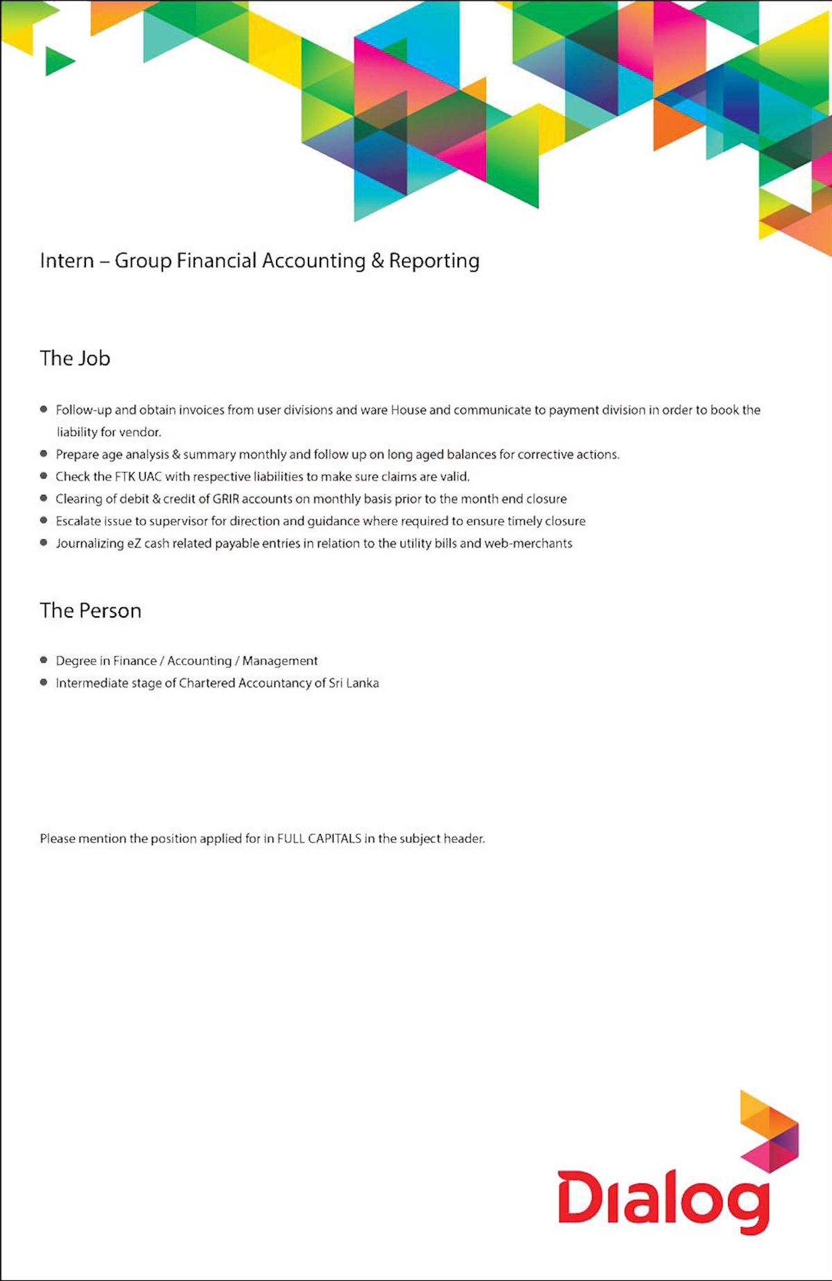 Intern - Group Financial Accounting and Reporting