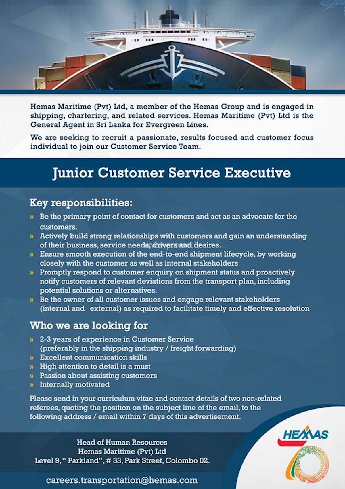 Junior Customer Service Executive 