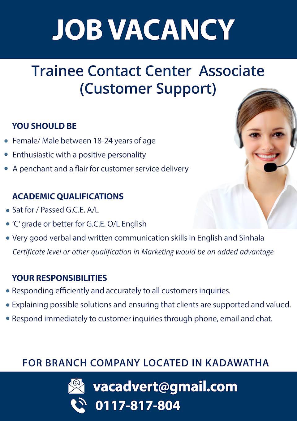 Trainee Contact Center Associate (Customer Support)