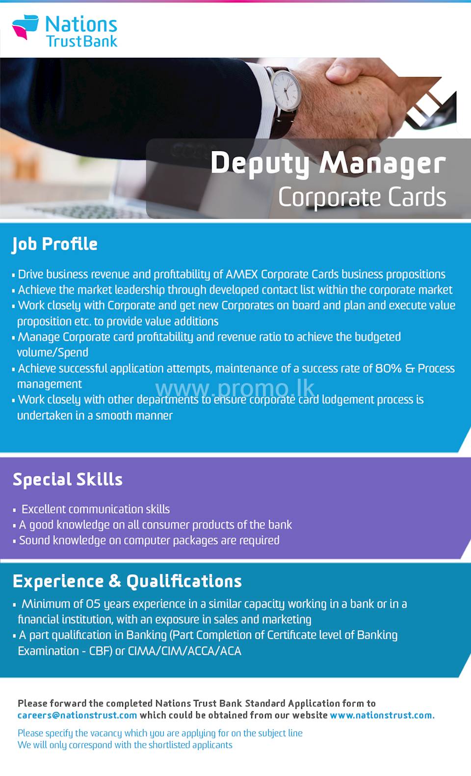 Deputy Manager - Corporate Cards