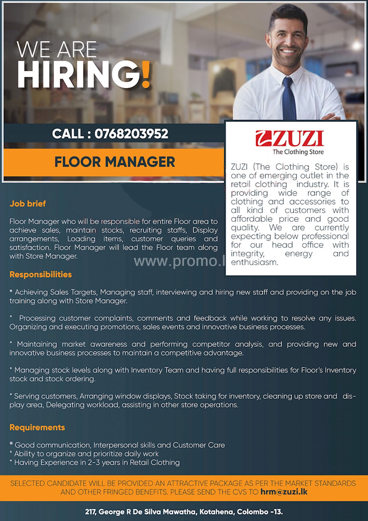 Floor Manager At ZUZI