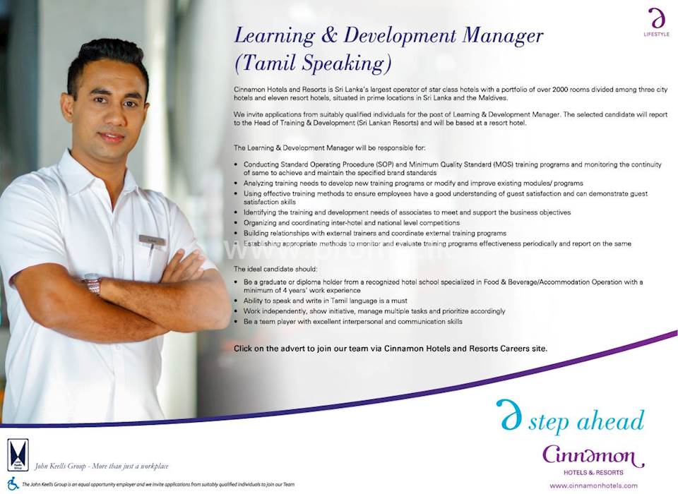 Learning and Development Manager (Tamil Speaking)