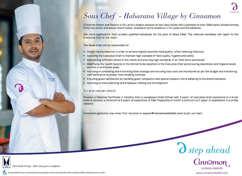 Sous Chef - Habarana Village by Cinnamon 