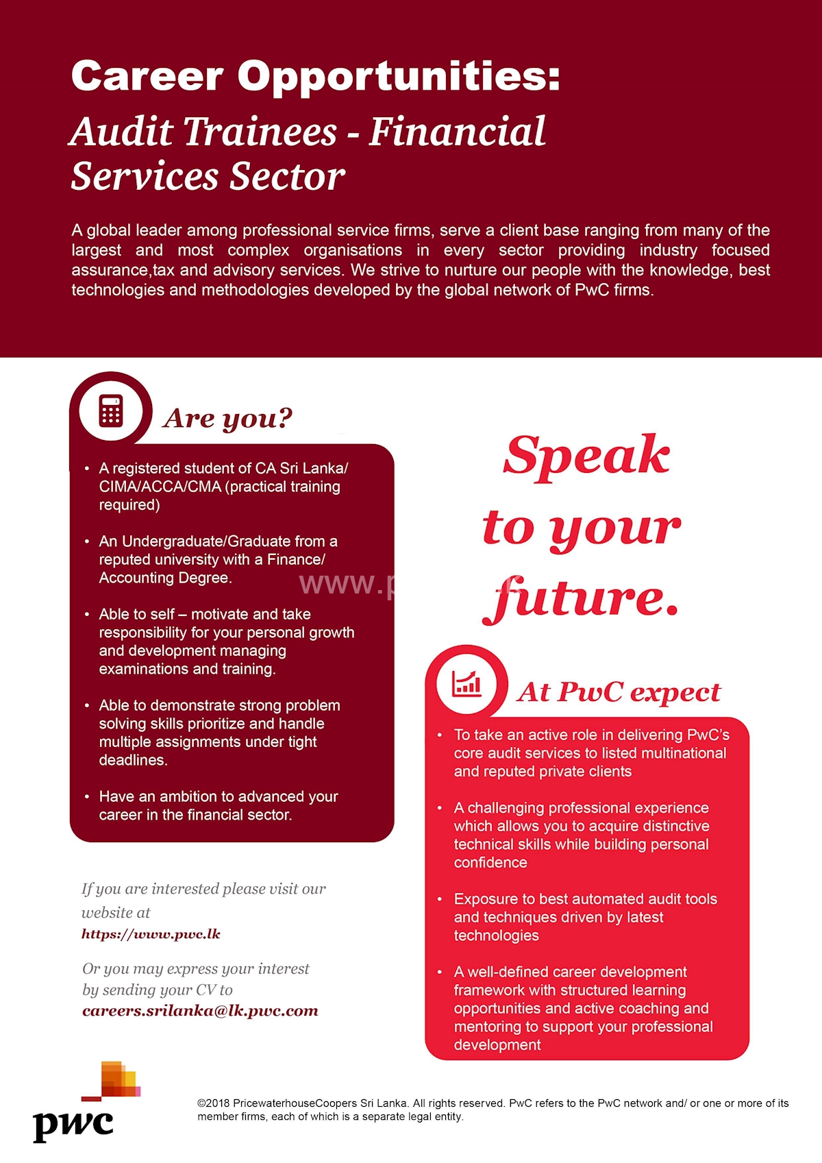 Audit Trainees - Financial Services Sector