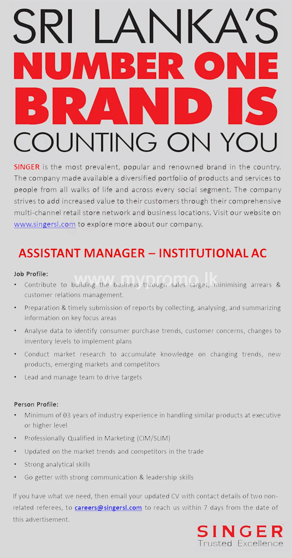 Assistant Manager - Institutional AC