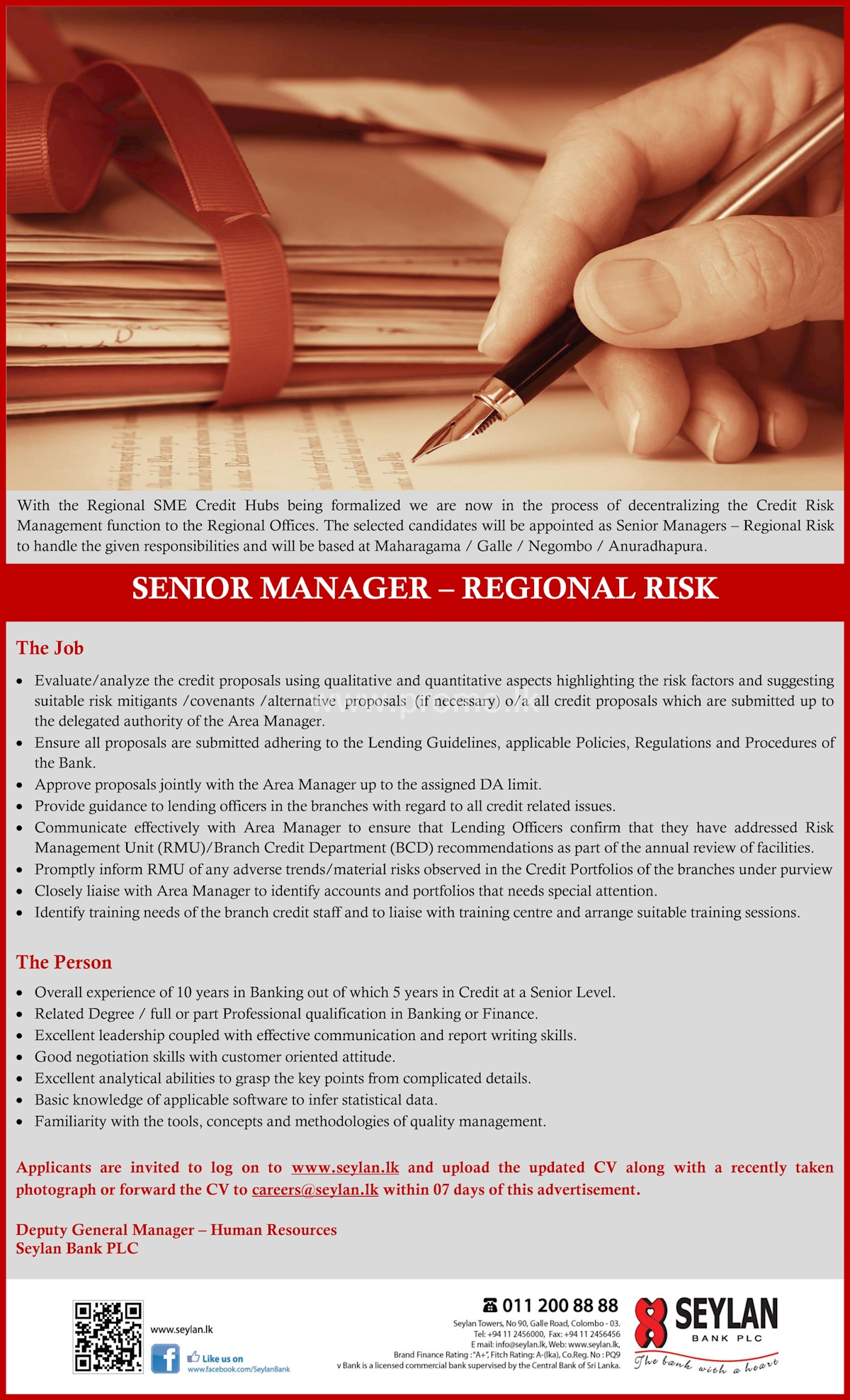 Senior Manager - Regional Risk