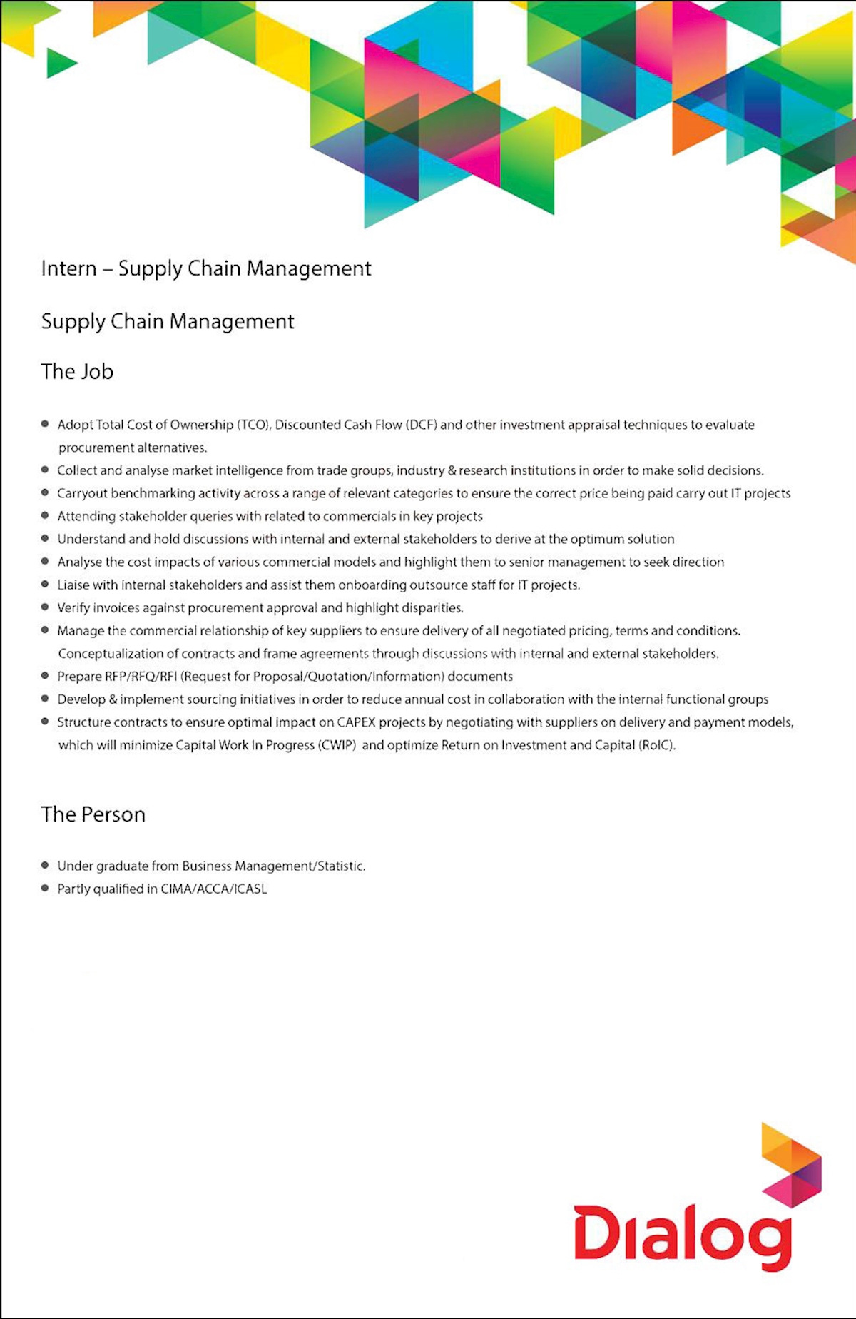 Intern - Supply Chain Management