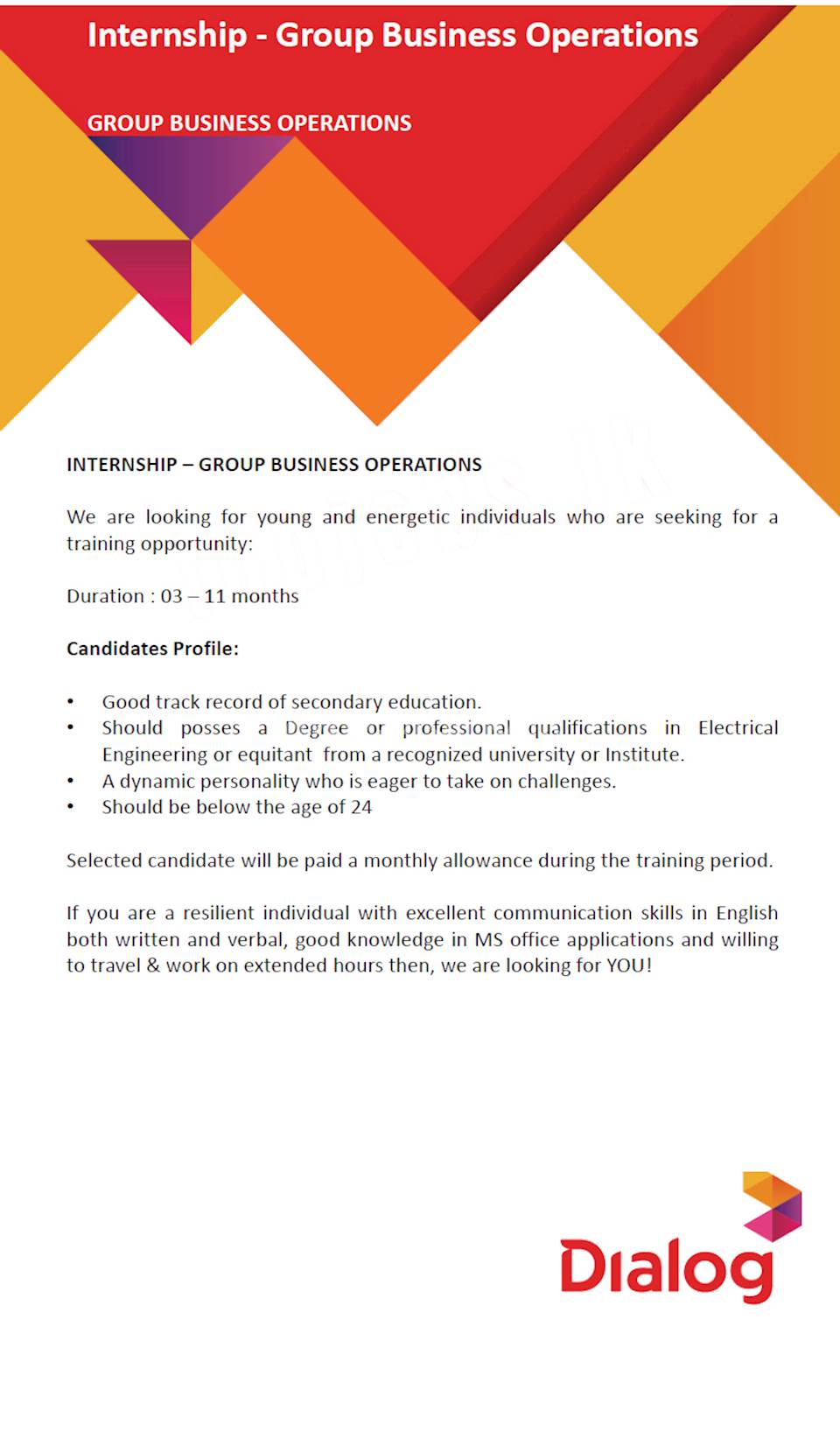Internship - Group Business Operations