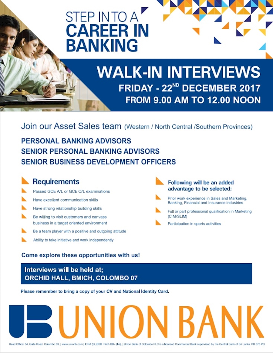 Personal Banking Advisors/Senior Personal Banking Advisors/Senior Business Development Officers