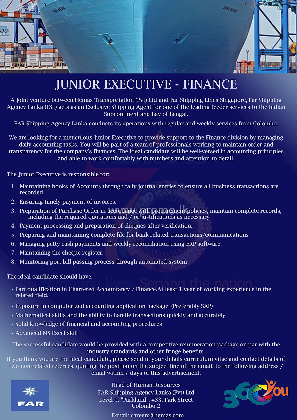 Junior Executive - Finance