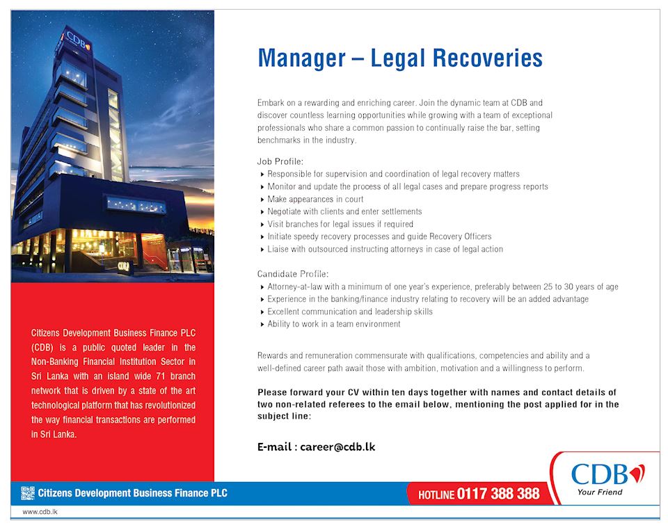 Manager - Legal Recoveries 