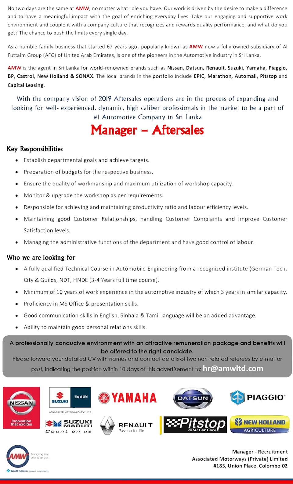 Manager - Aftersales