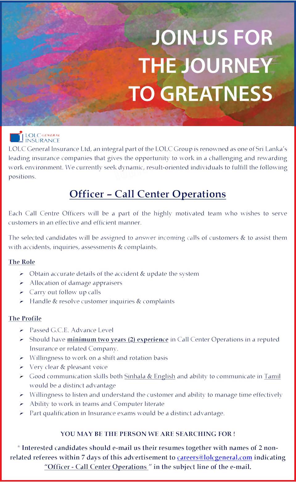 Officer - Call Center Operations