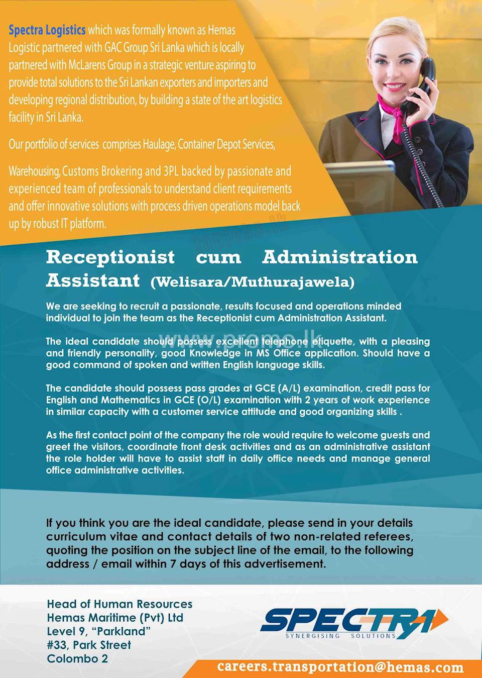 Receptionist cum Administration Assistant 