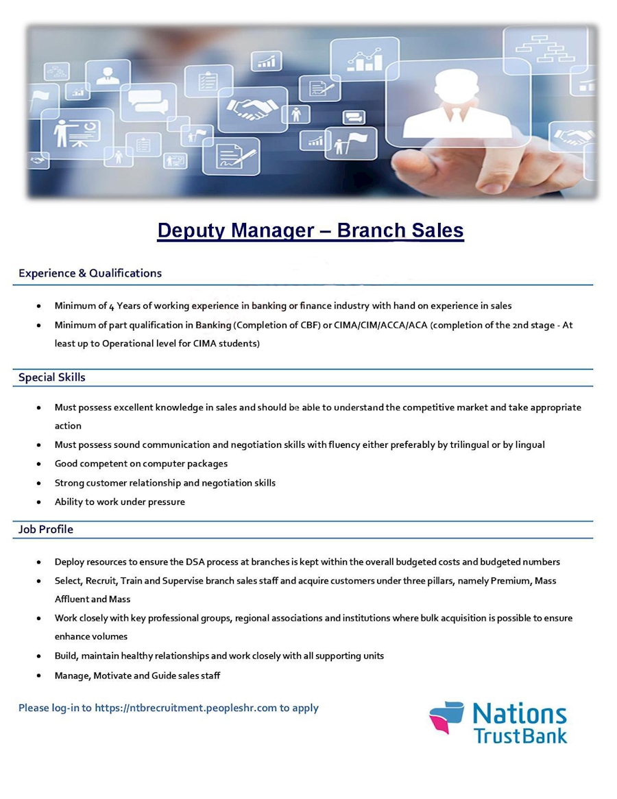 Deputy Manager - Branch Sales