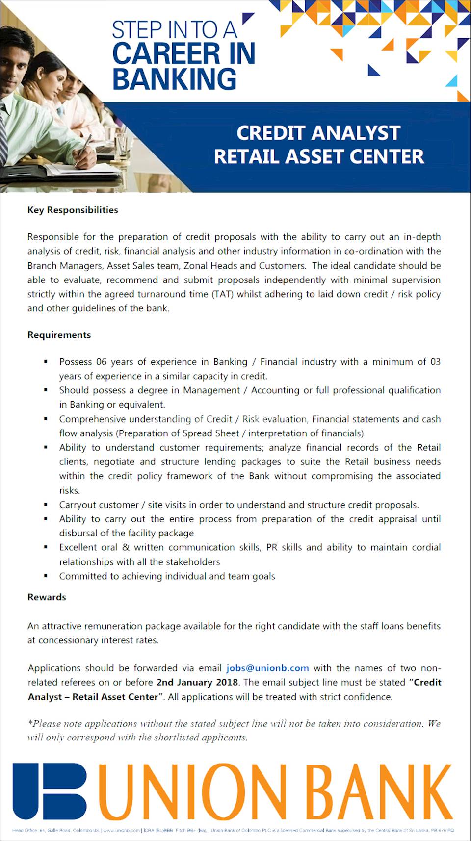 Credit Analyst Retail Asset Center at Union Bank