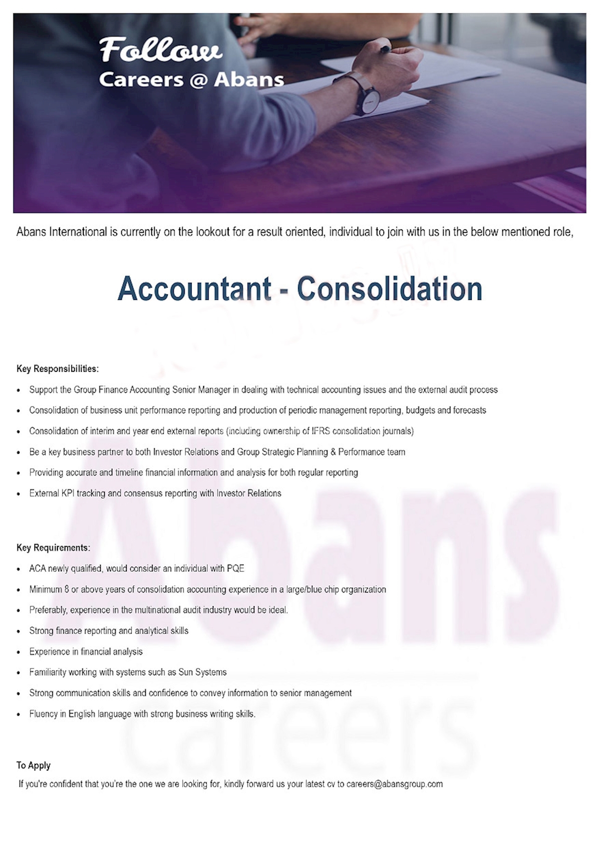 Accountant - Consolidation