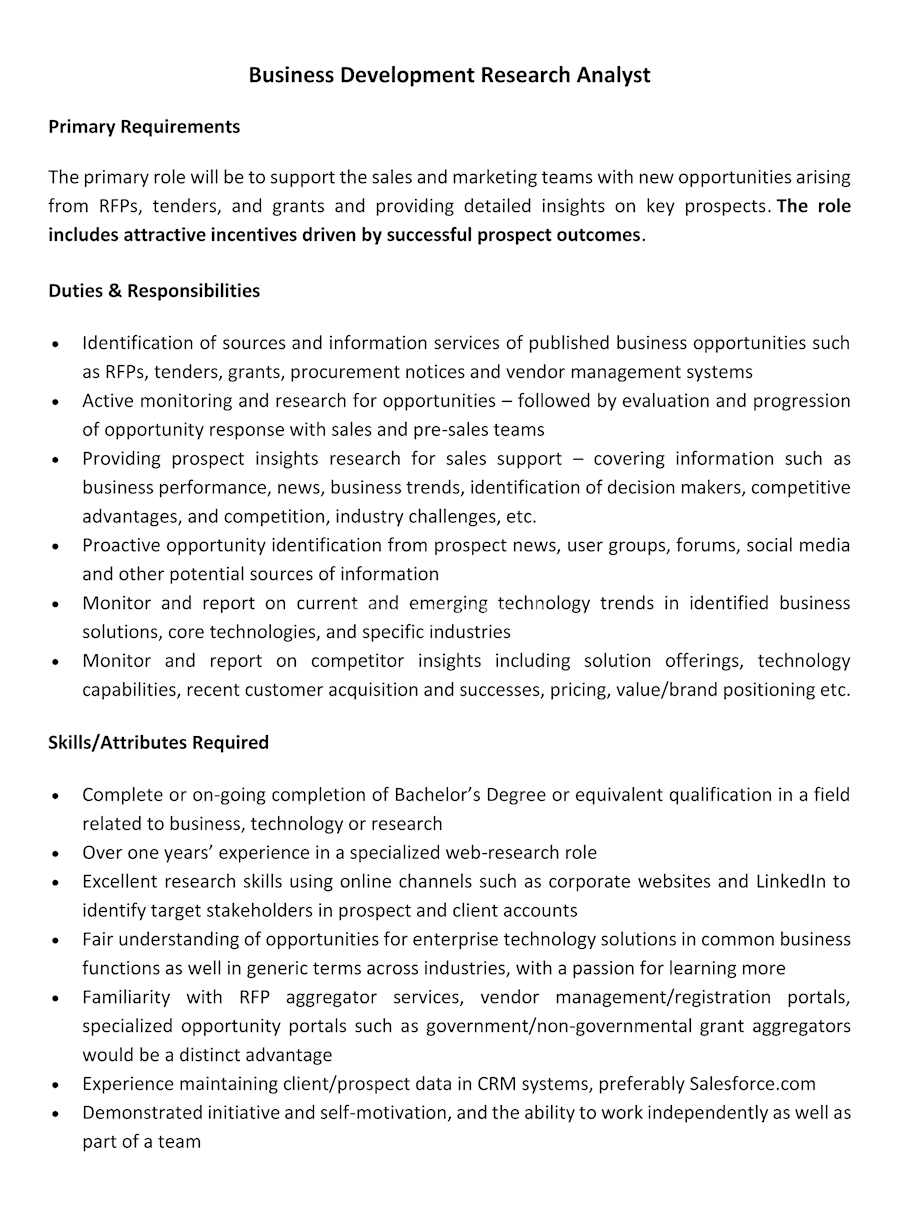 Business Development Research Analyst at Fortude