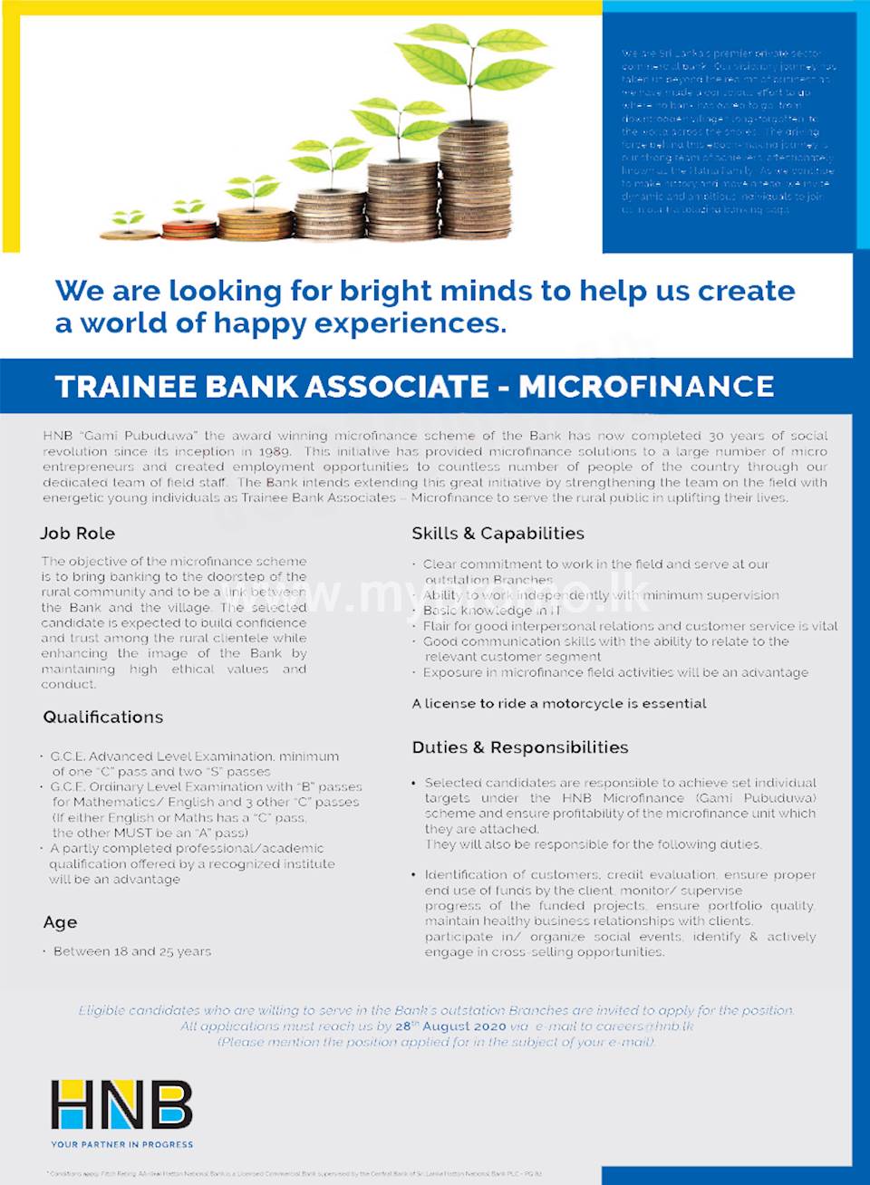 Trainee Bank Associate - Microfinance