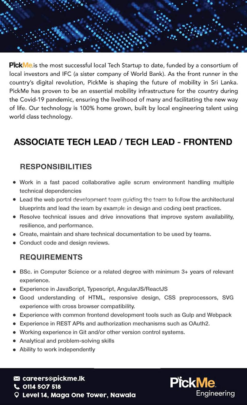 Associate Tech Lead / Tech Lead - Frontend