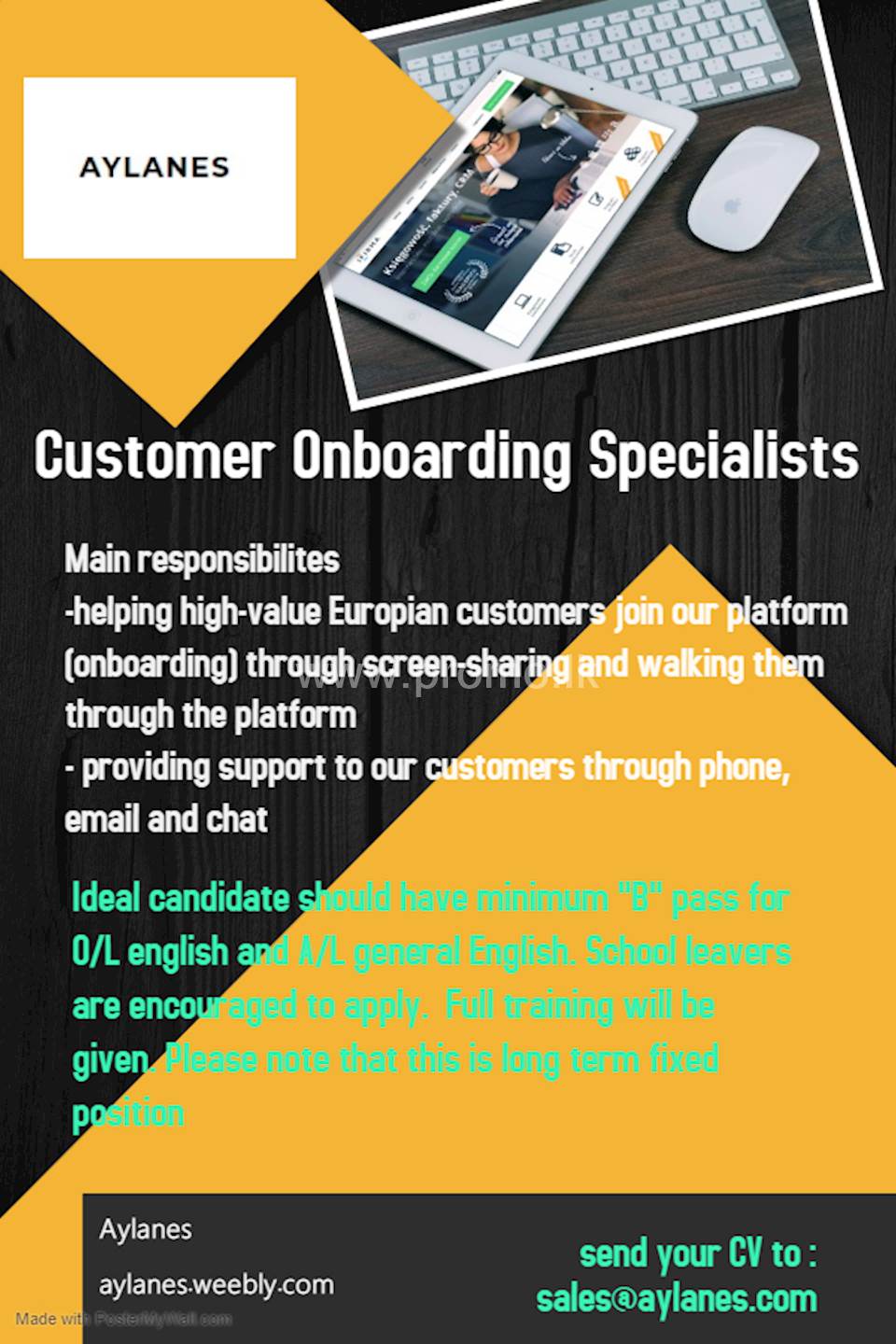 Customer on boarding specialists- English