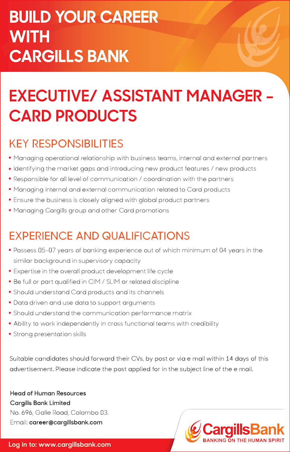 Executive / Assistant Manager - Card Products 