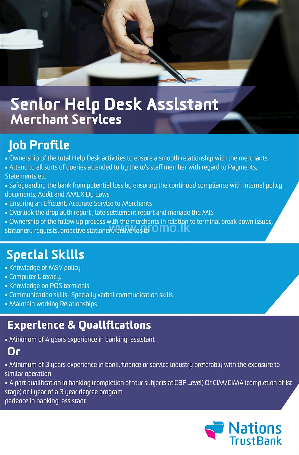 Senior Help Desk Assistant - Merchant Services