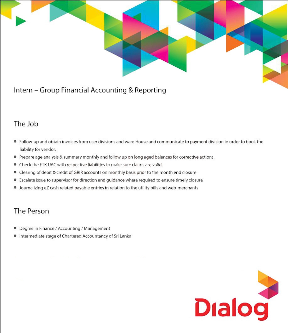 Intern - Group Financial Accounting & Reporting 