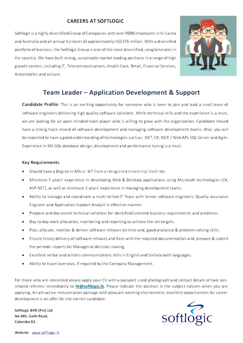 Team Leader - Application Development & Support