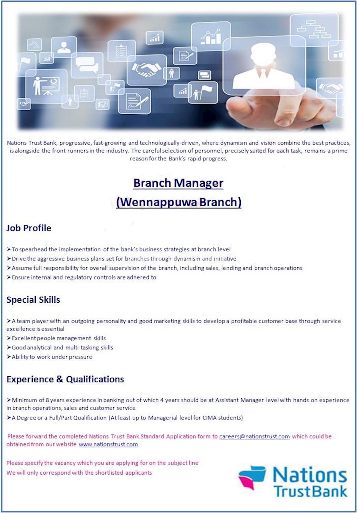 Branch Manager - Wennappuwa Branch
