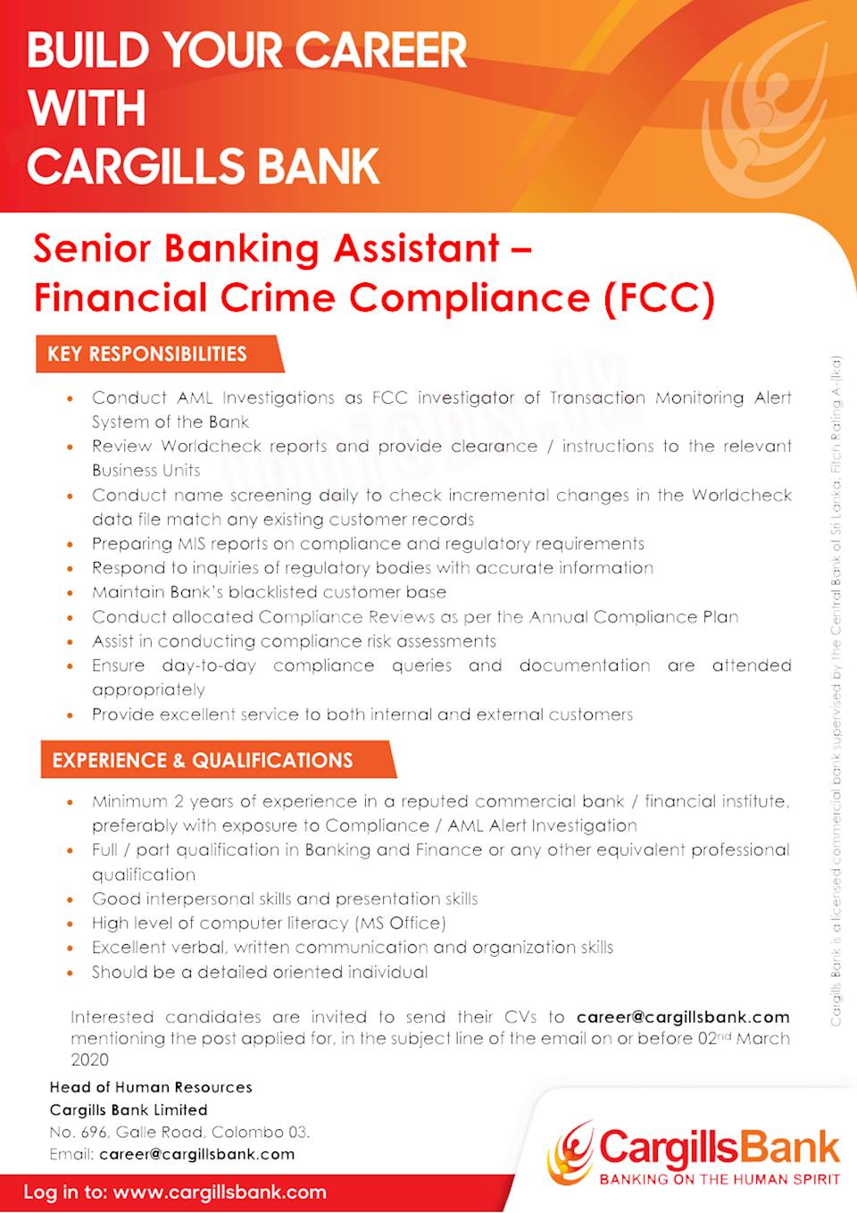 Senior Banking Assistant - Financial Crime Compliance (FCC)
