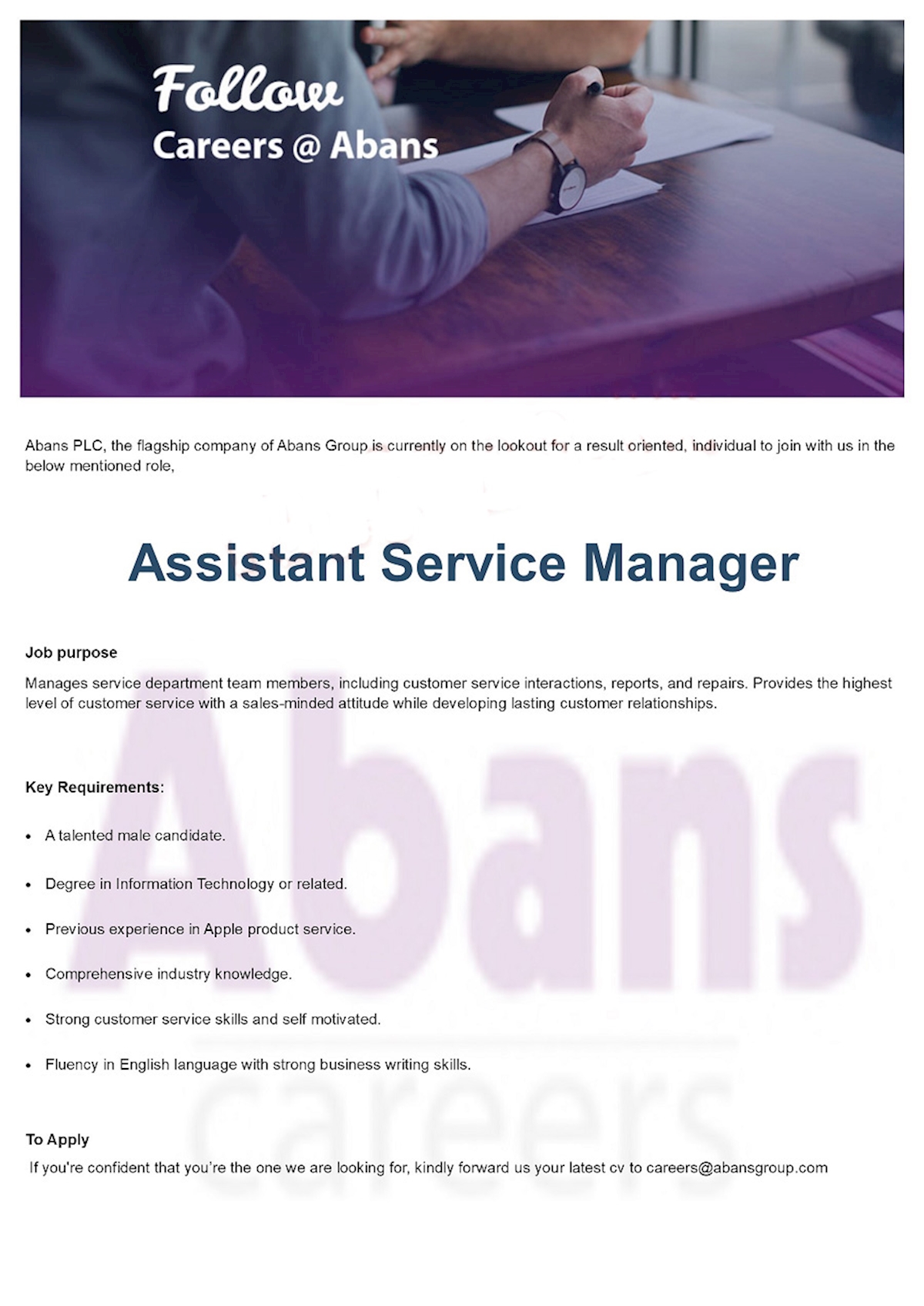 Assistant Service Manager