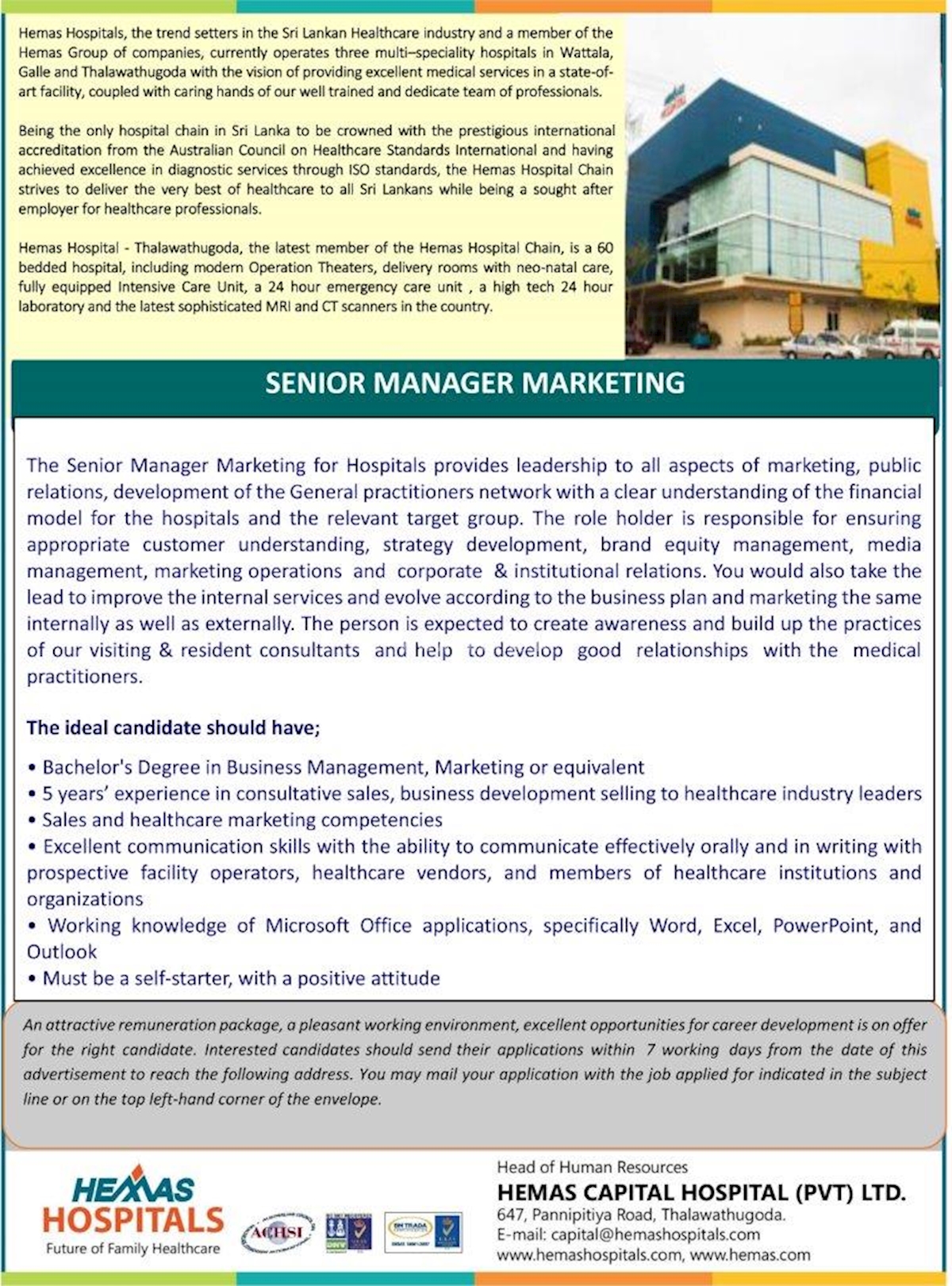 Senior Manager Marketing