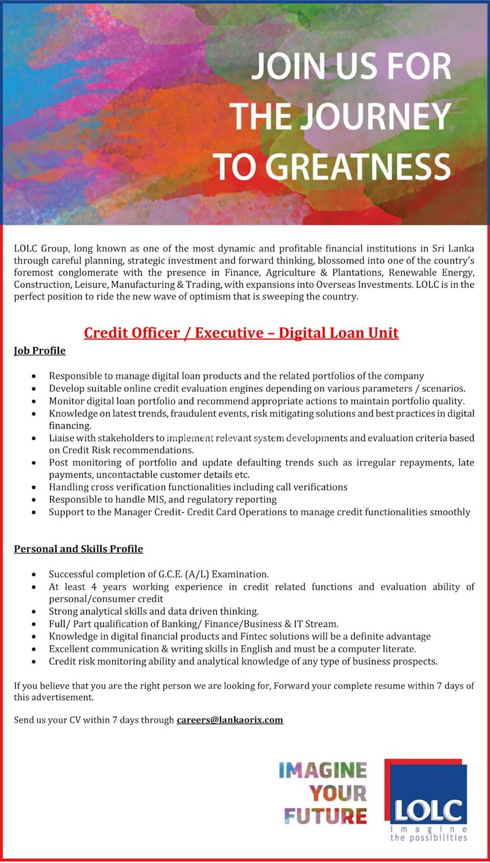 Credit Officer / Executive - Digital Loan Unit