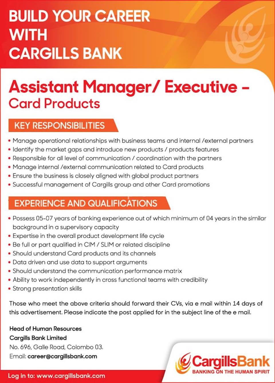 Assistant Manager / Executive - Card Products 
