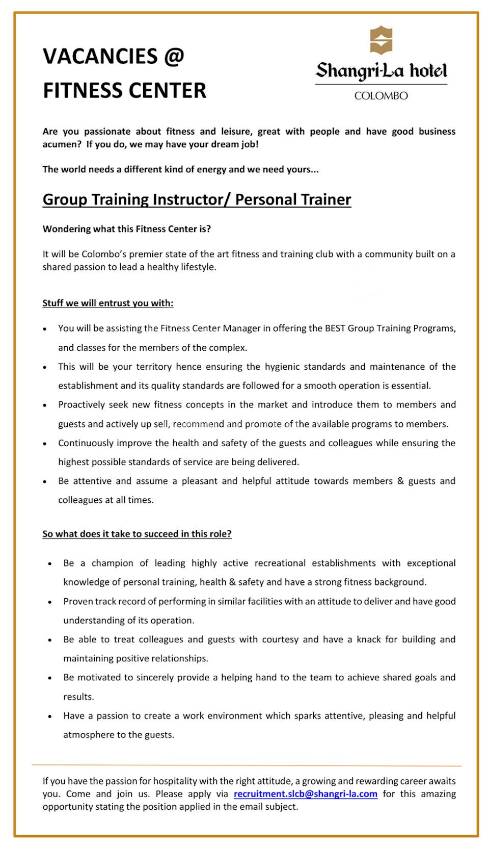 Group Training Instructor / Personal Trainer