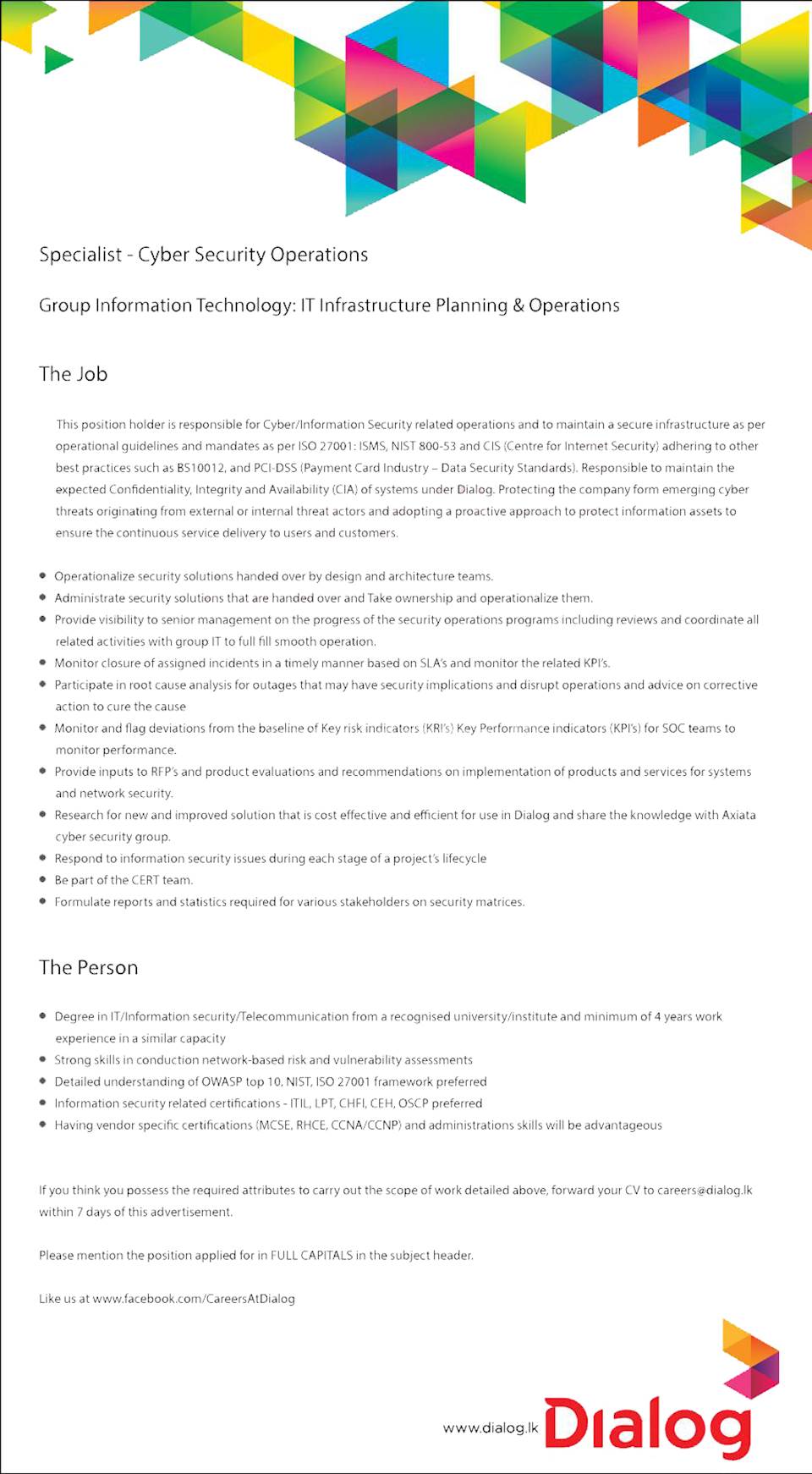 Specialist - Cyber Security Operations 