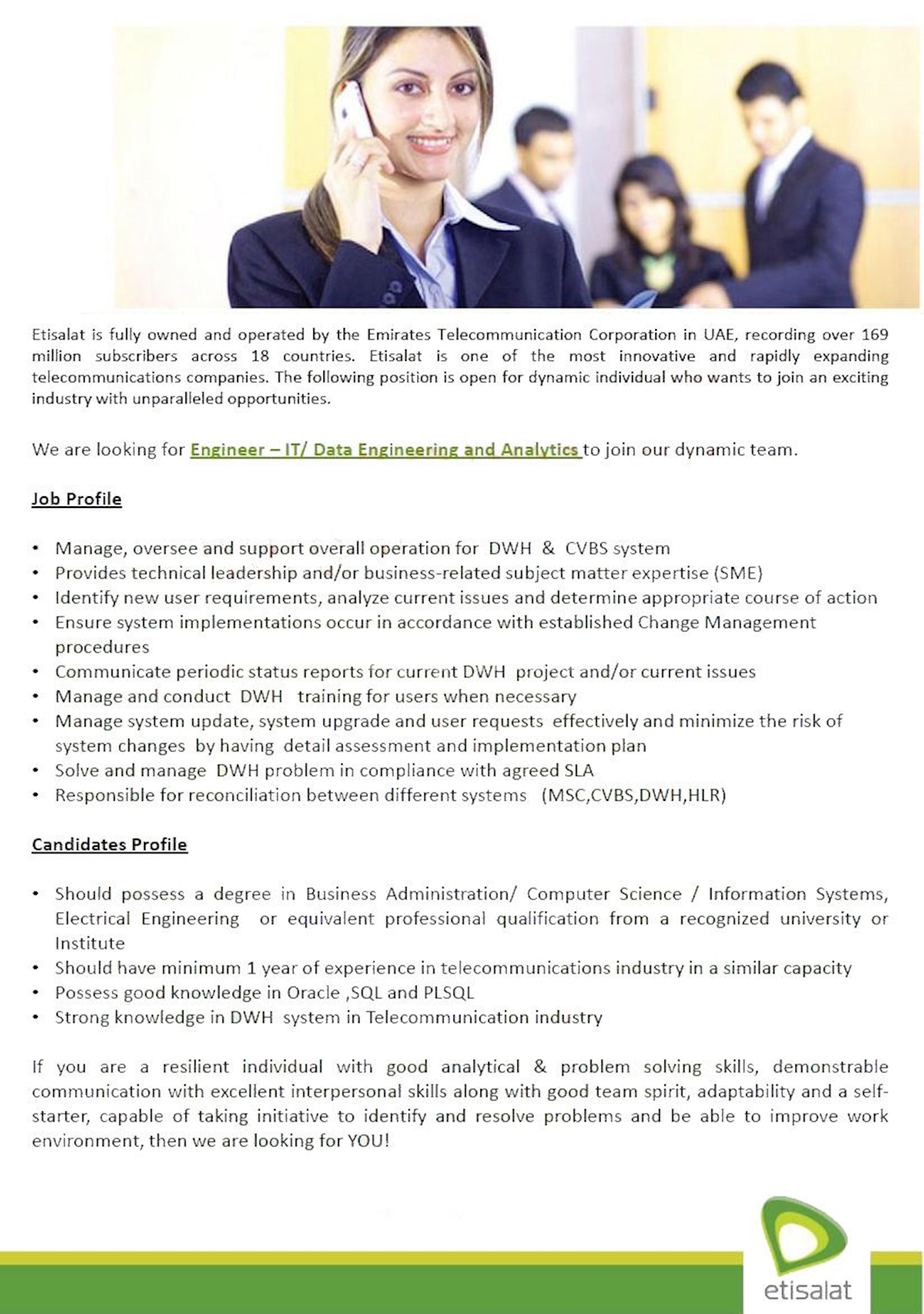 Engineer - IT / Data Engineering and Analytics