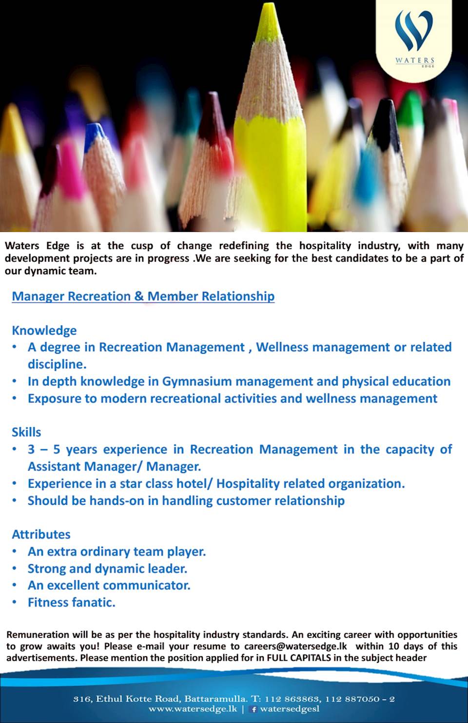 Manager Recreation & Member Relationship