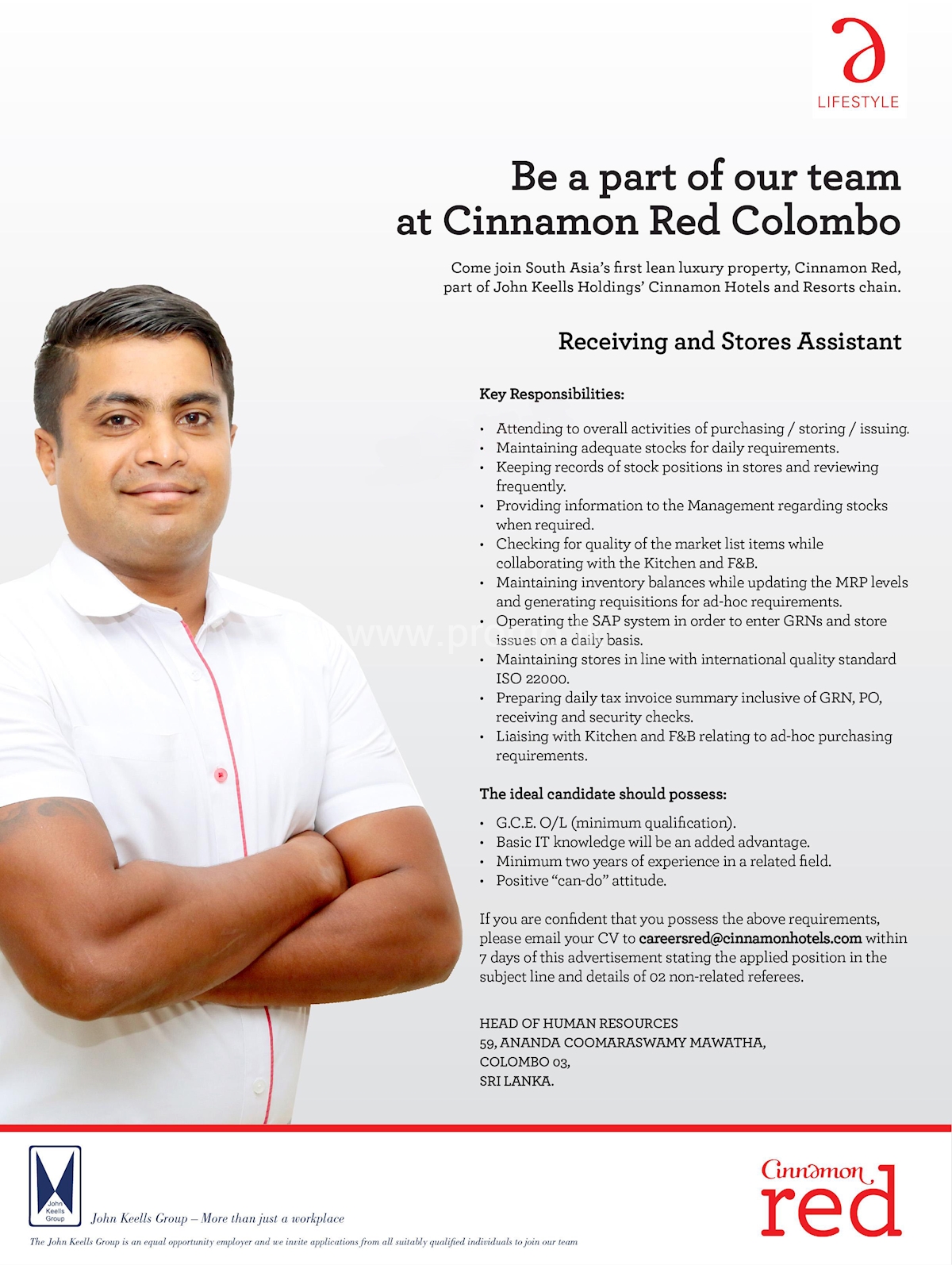 Receiving and Stores Assistant at Cinnamon Red