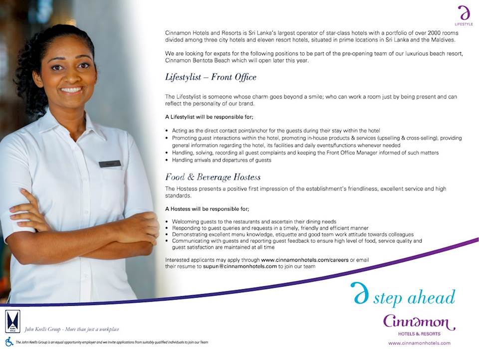 Vacancies at Cinnamon Hotels