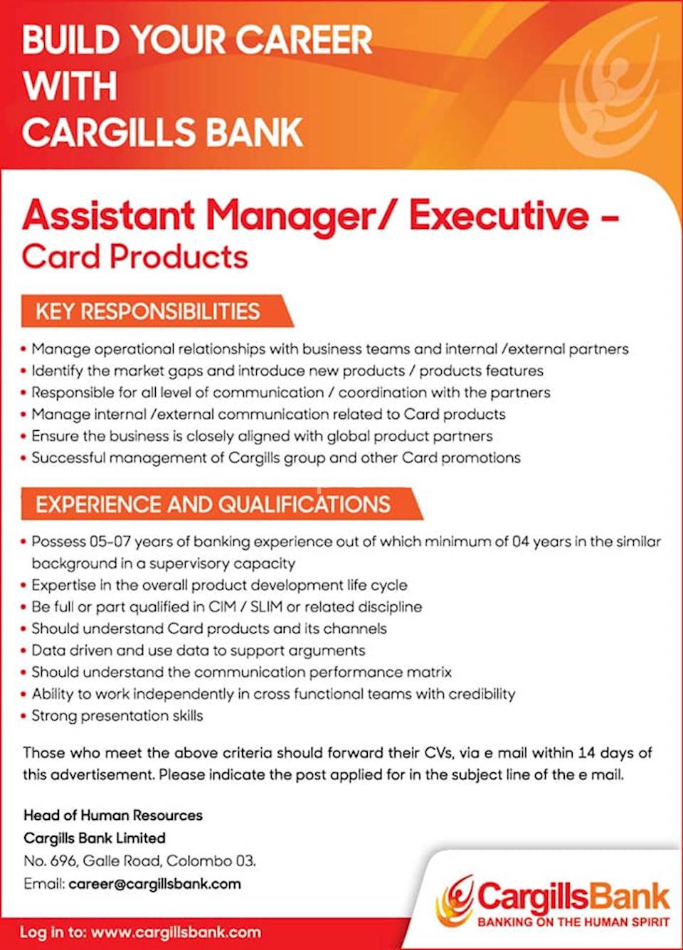 Assistant Manager / Executive - Card Products