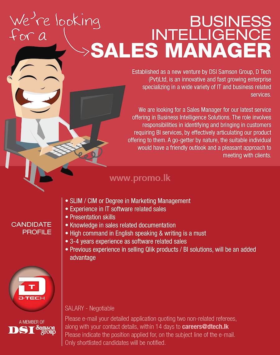 Vacancy for SALES MANAGER at DSI at DSI
